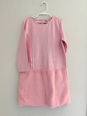 Janie and Jack Pink Faux Fur Ponte Girls Dress